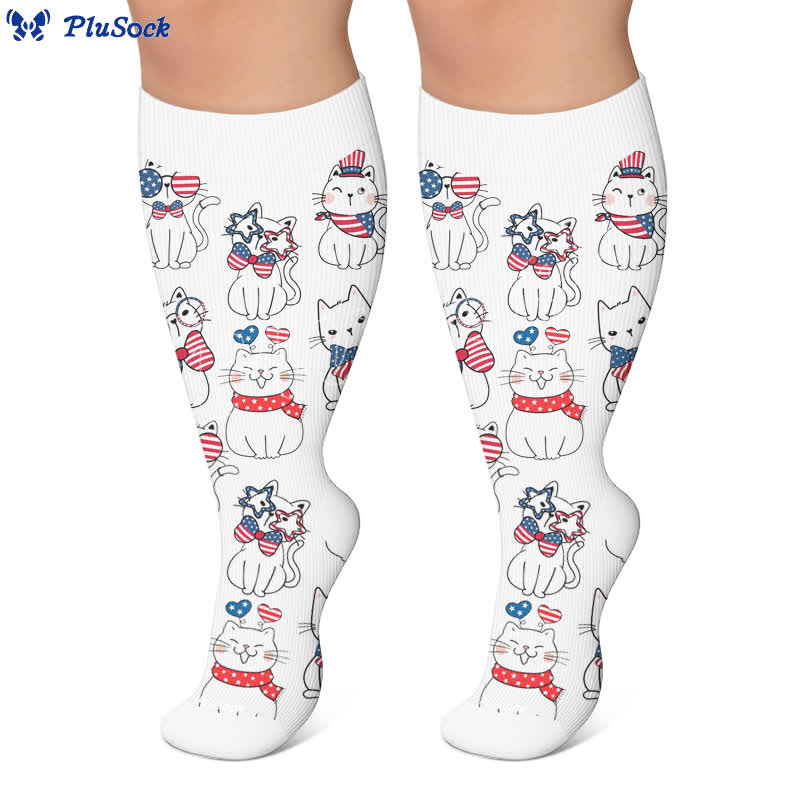 Plus Size Patriotic Heart Compression Socks - image 7