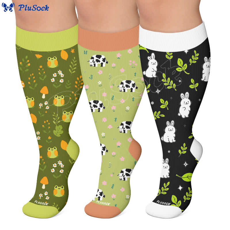 Plus Size Frog Cow Rabbit Compression Socks - image 0