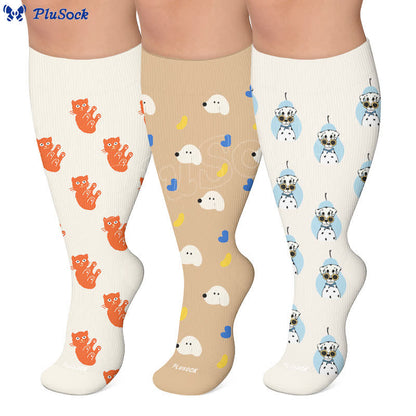 Plus Size Dalmatian Cat Compression Socks - image 0