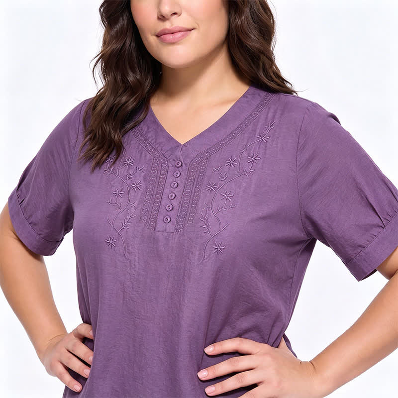 Plus Size Embroidered Relaxed Blouse - image 3