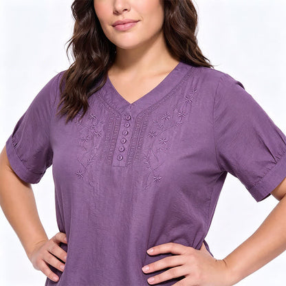 Plus Size Embroidered Relaxed Blouse - image 3