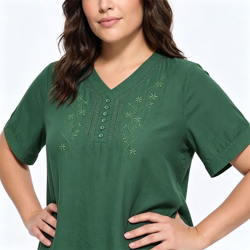 Plus Size Embroidered Relaxed Blouse - image 11
