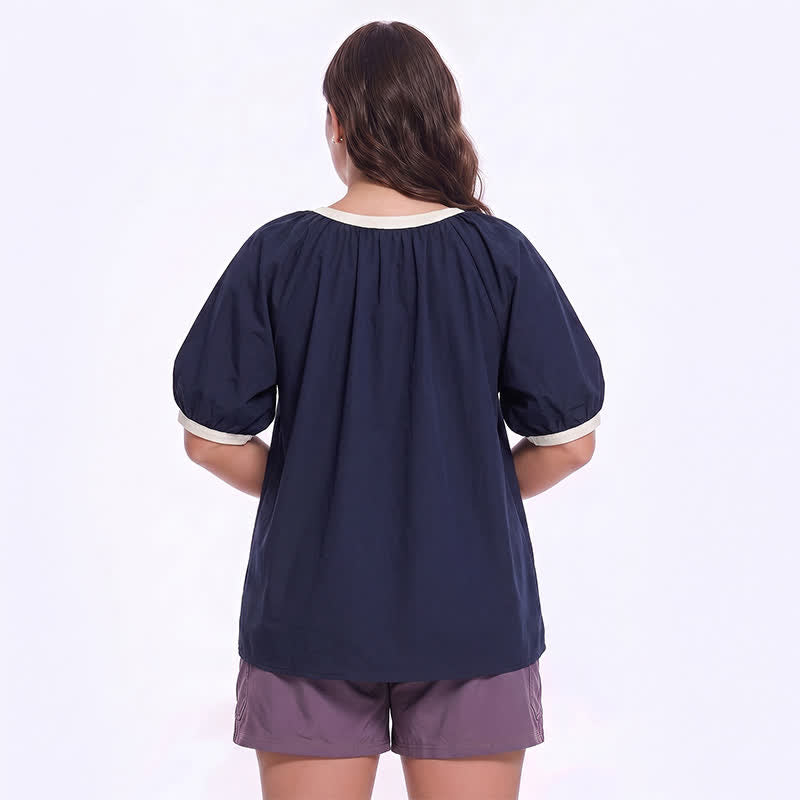 Contrast Trim Relaxed Everyday Blouse - image 5