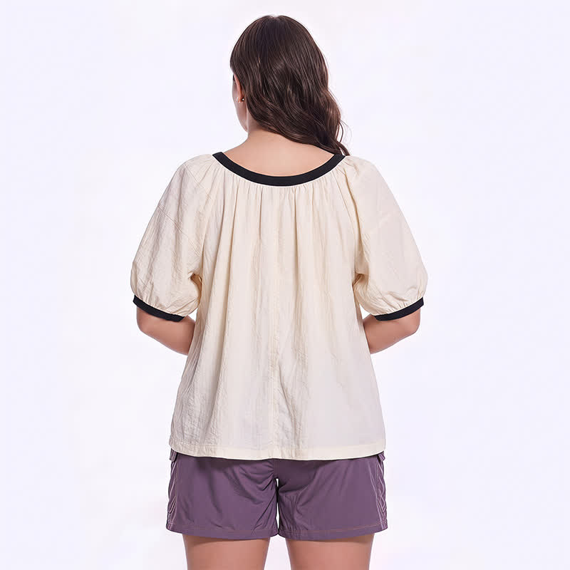 Contrast Trim Relaxed Everyday Blouse - image 1