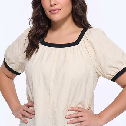 Contrast Trim Relaxed Everyday Blouse - image 3