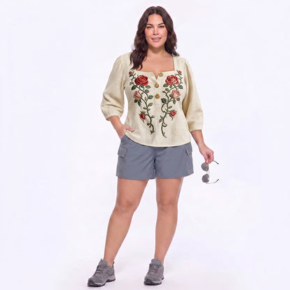 Plus Size Floral Square Neck Blouse - image 6