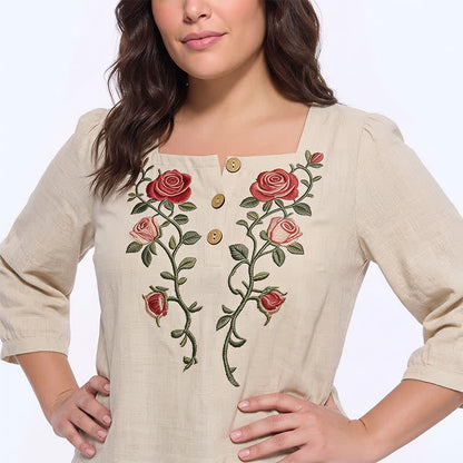 Plus Size Floral Square Neck Blouse - image 7