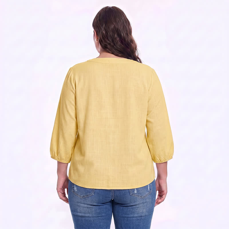 Plus Size Floral Square Neck Blouse - image 1