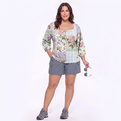 Plus Size Floral Square Neck Blouse - image 22