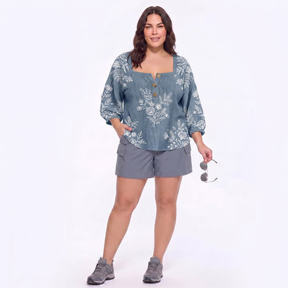 Plus Size Floral Square Neck Blouse - image 10