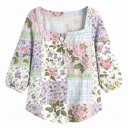 Plus Size Floral Square Neck Blouse - image 28