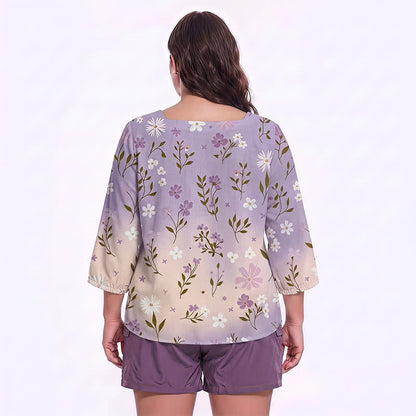 Plus Size Floral Square Neck Blouse - image 12