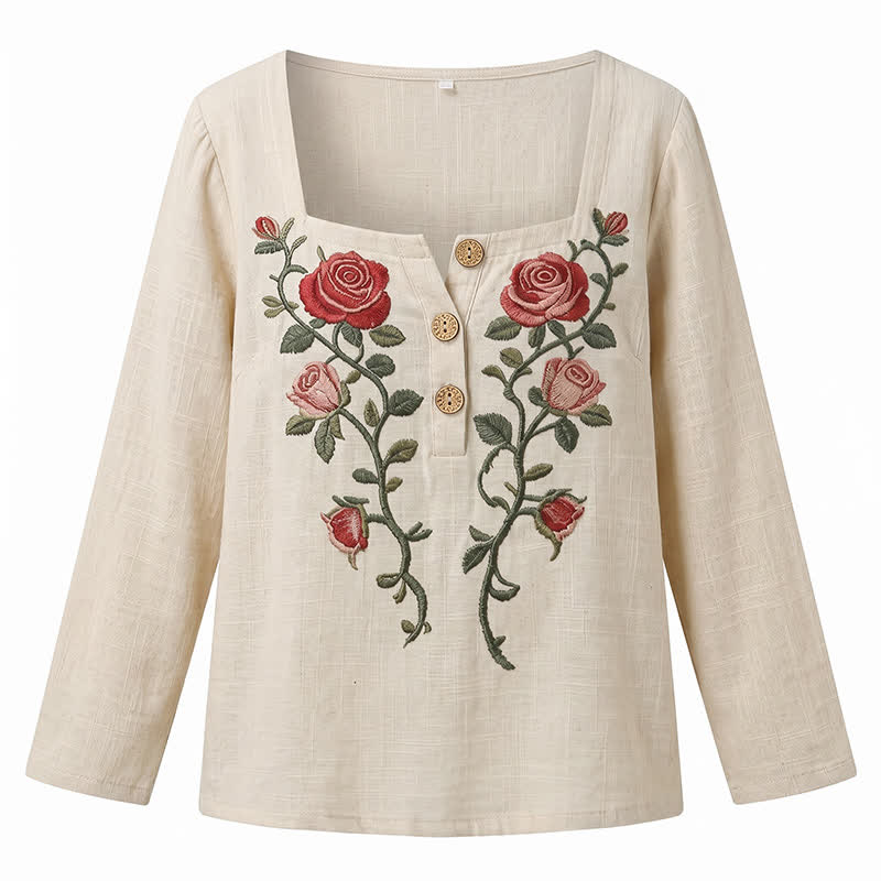 Plus Size Floral Square Neck Blouse - image 25
