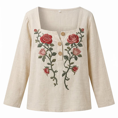 Plus Size Floral Square Neck Blouse - image 25