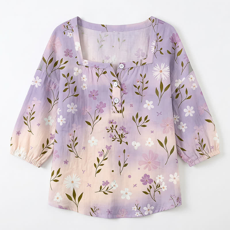 Plus Size Floral Square Neck Blouse - image 24