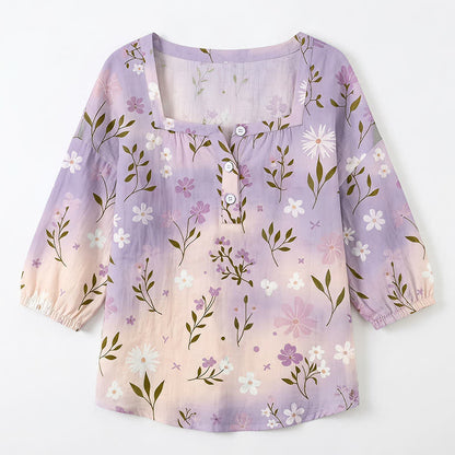 Plus Size Floral Square Neck Blouse - image 24