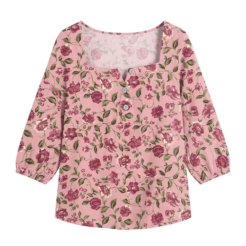 Plus Size Floral Square Neck Blouse - image 26
