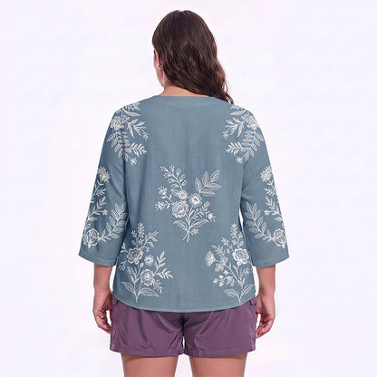 Plus Size Floral Square Neck Blouse - image 9