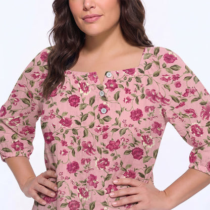 Plus Size Floral Square Neck Blouse - image 19