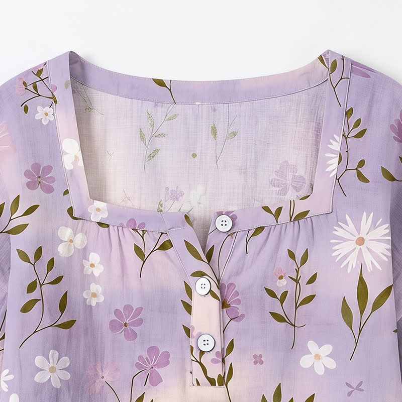 Plus Size Floral Square Neck Blouse - image 30