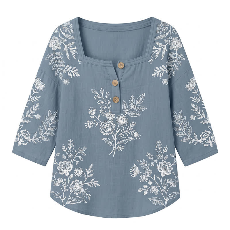 Plus Size Floral Square Neck Blouse - image 27