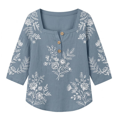 Plus Size Floral Square Neck Blouse - image 27
