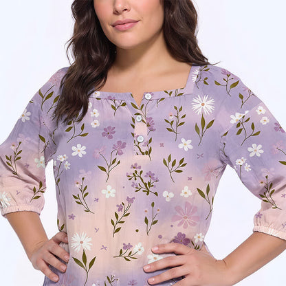 Plus Size Floral Square Neck Blouse - image 15