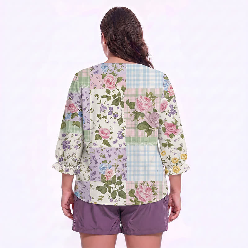 Plus Size Floral Square Neck Blouse - image 21