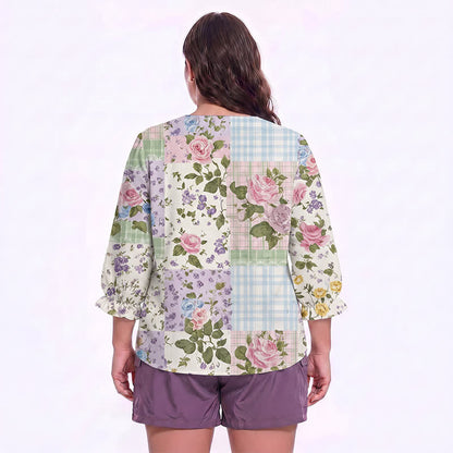 Plus Size Floral Square Neck Blouse - image 21