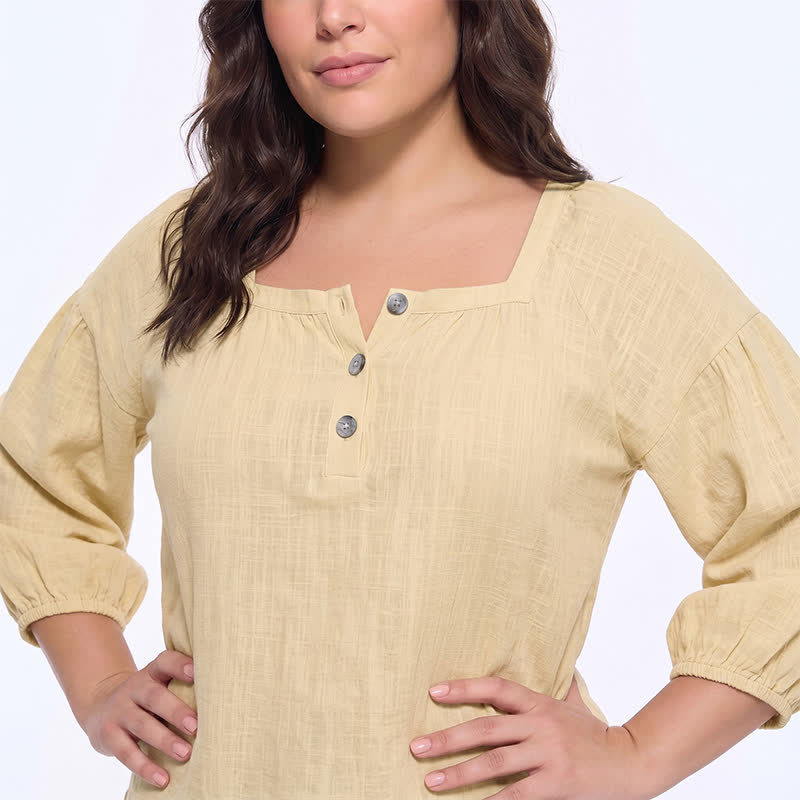 Plus Size Floral Square Neck Blouse - image 3