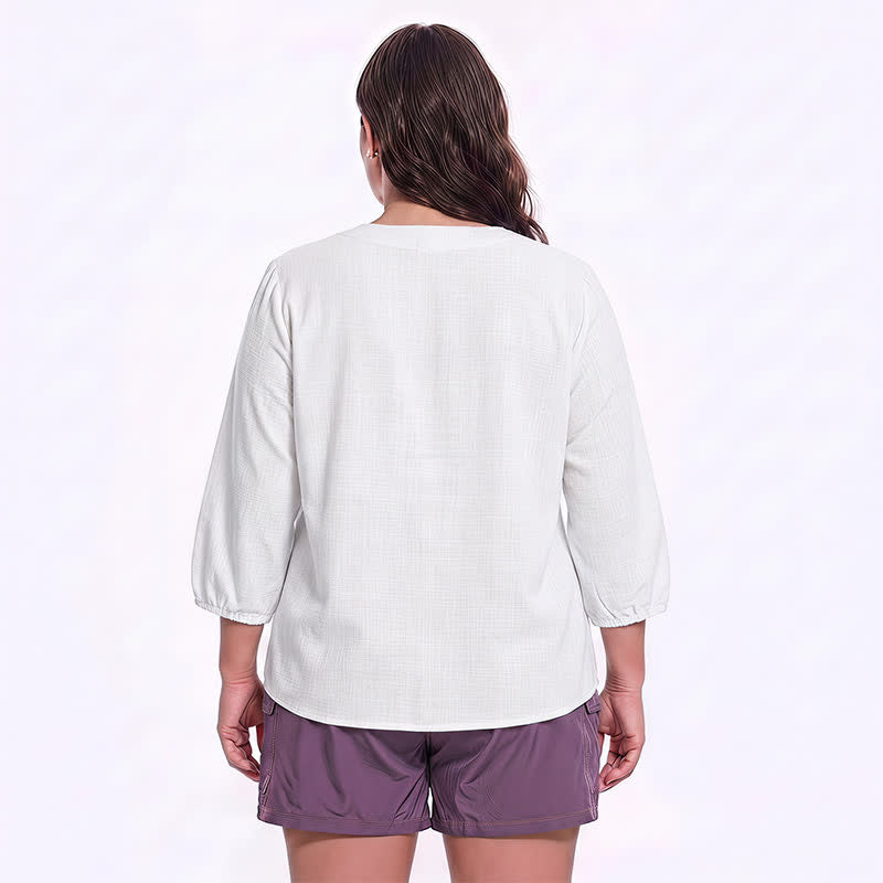 Plus Size Square Neck Button Front Casual Blouse - image 9