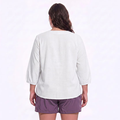 Plus Size Square Neck Button Front Casual Blouse - image 9