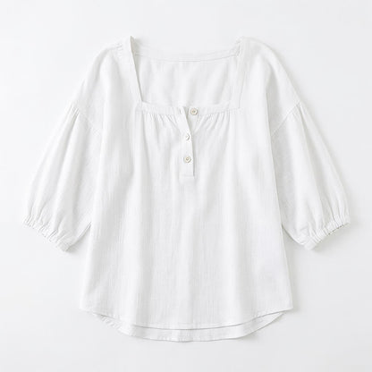 Plus Size Square Neck Button Front Casual Blouse - image 23