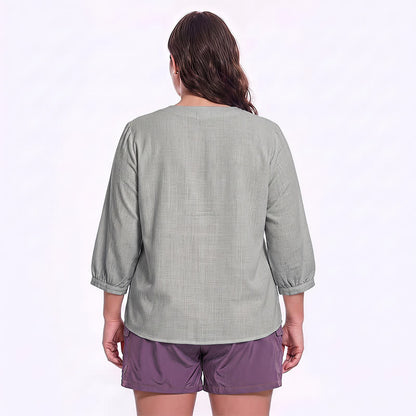 Plus Size Square Neck Button Front Casual Blouse - image 13