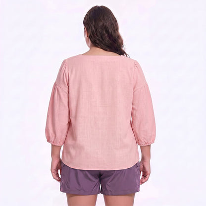 Plus Size Square Neck Button Front Casual Blouse - image 1