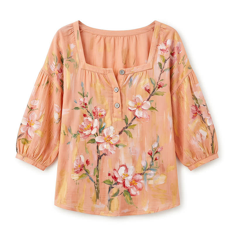 Plus Size Square Neck Button Front Casual Blouse - image 24