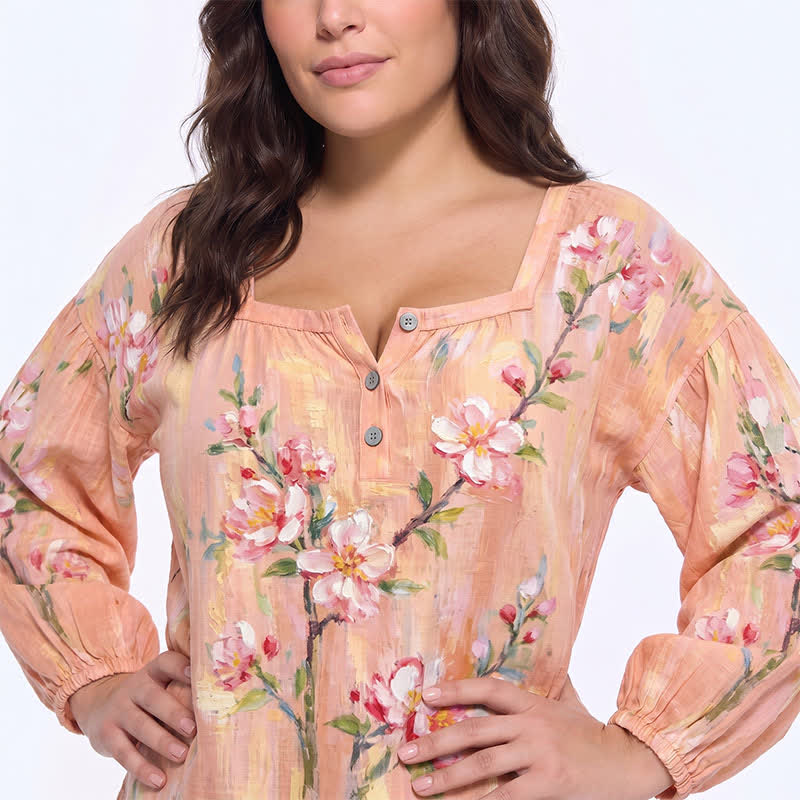 Plus Size Square Neck Button Front Casual Blouse - image 22