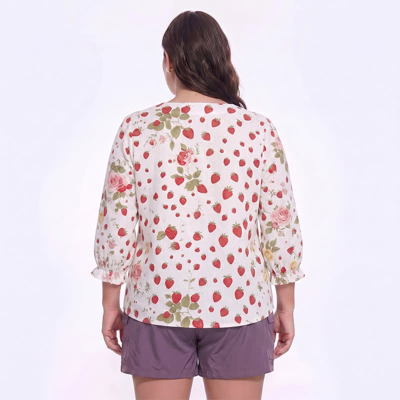Plus Size Square Neck Button Front Casual Blouse - image 17