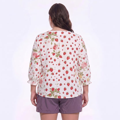 Plus Size Square Neck Button Front Casual Blouse - image 17