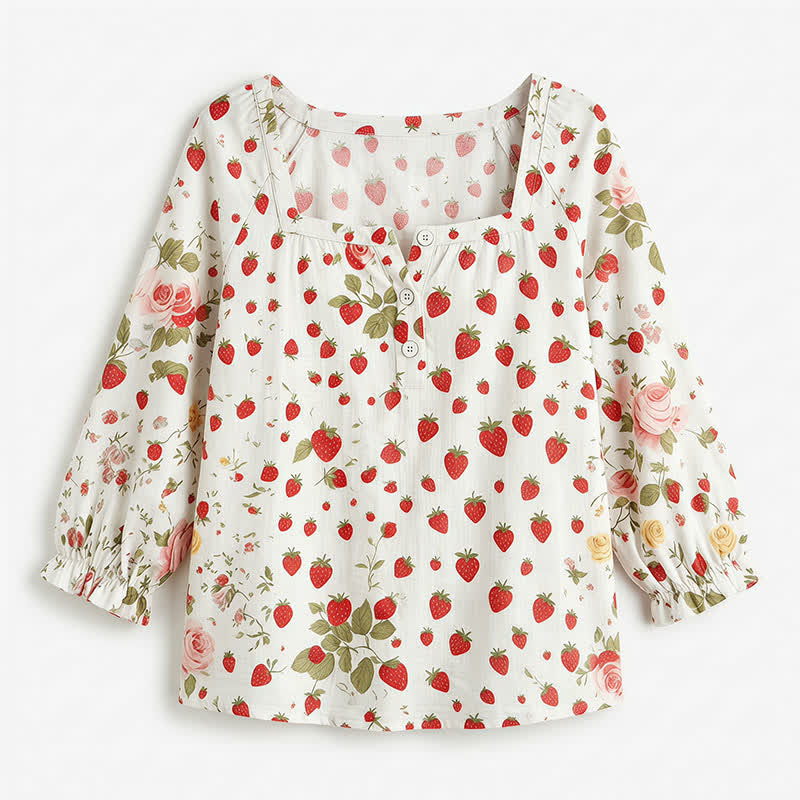 Plus Size Square Neck Button Front Casual Blouse - image 27