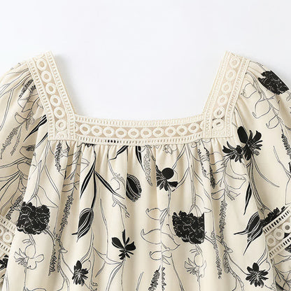 Vintage Floral Lace Square Neck Blouse - image 12