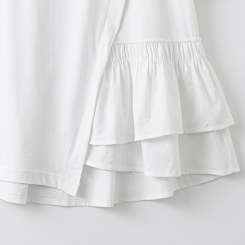 Asymmetrical Ruffle Hem Relaxed Short Sleeve Blouse - image 10