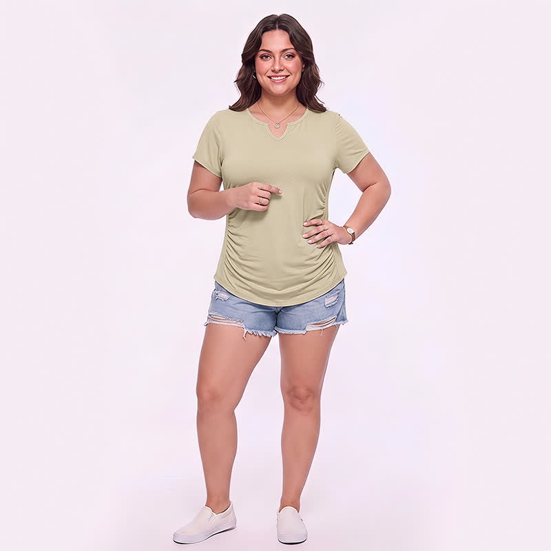Plus Size Ruched V Neck Sports Shirt - image 2