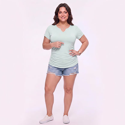 Plus Size Ruched V Neck Sports Shirt - image 6