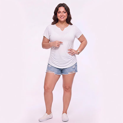 Plus Size Ruched V Neck Sports Shirt - image 10