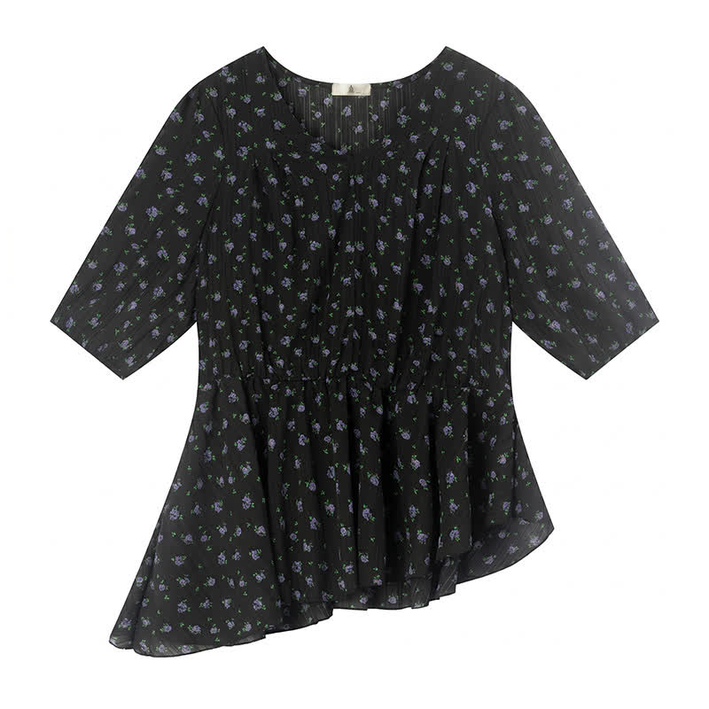 Plus Size Floral Chiffon Peplum Blouse - image 1