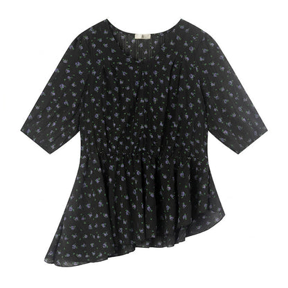 Plus Size Floral Chiffon Peplum Blouse - image 1