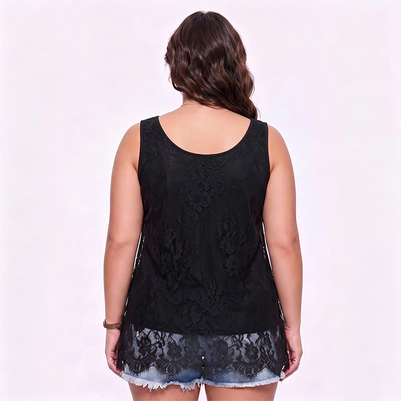 Plus Size Lace Mesh Blouse - image 1