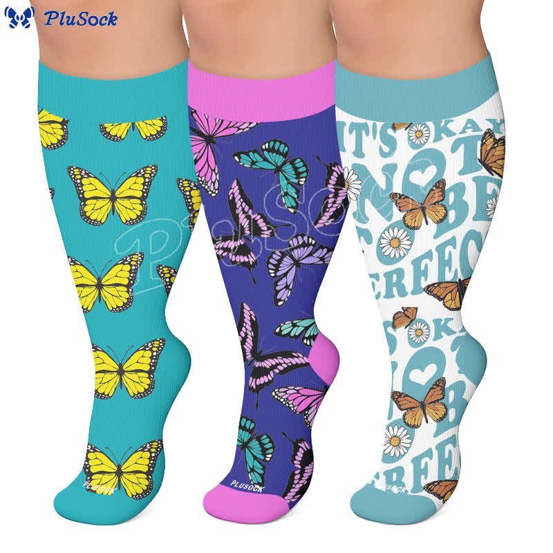 Plus Size Butterfly Bloom Compression Socks - image 0