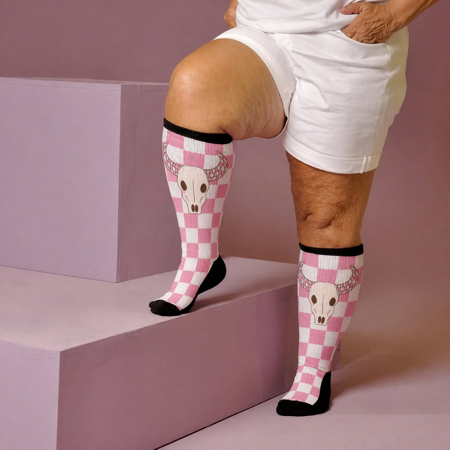 Plus Size Cherry Skull Compression Socks - Black(1 Pair) - 4XL(1 Pair) - image 3